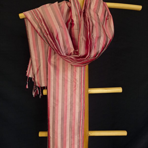 Pink Mix Stripe Mulberry Silk Scarf