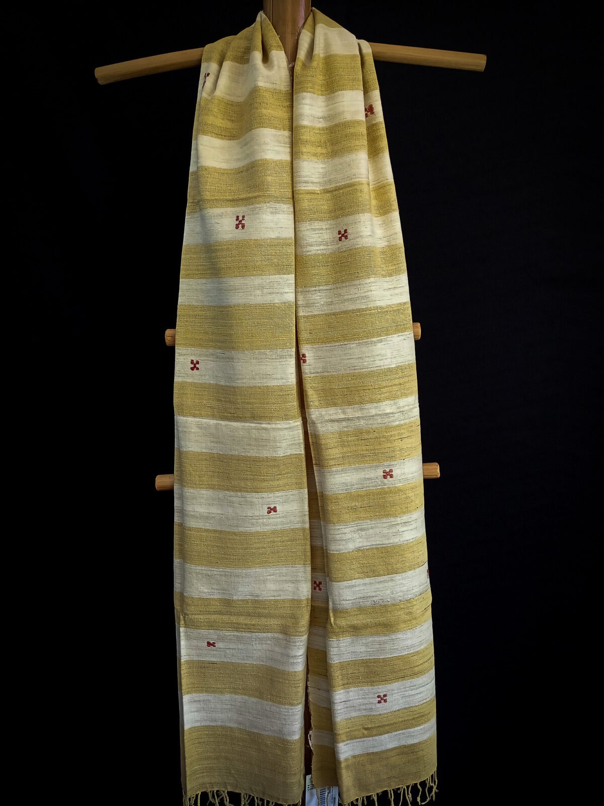 Yellow &White Eri Natural Dye Stole - Image 2