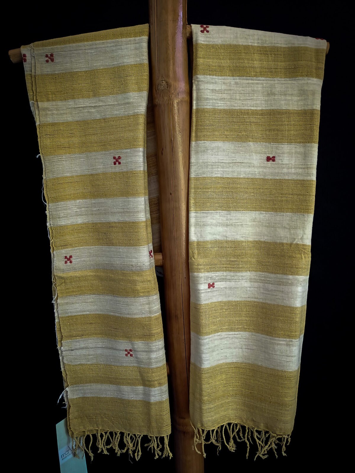 Yellow &White Eri Natural Dye Stole - Image 4