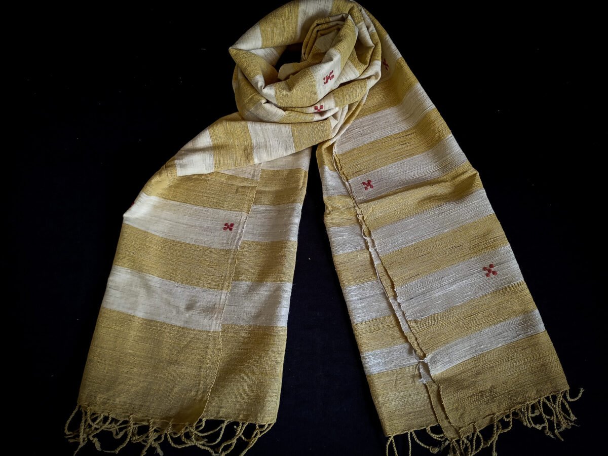 Yellow &White Eri Natural Dye Stole