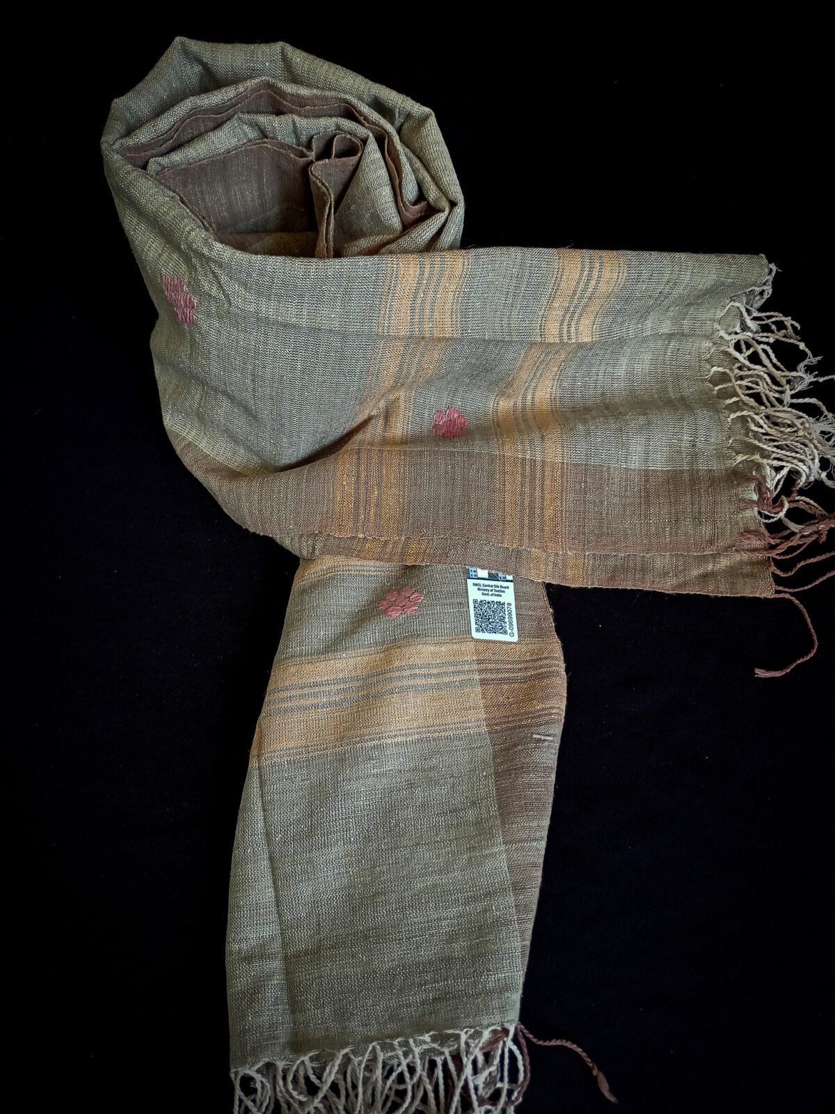 Ash Natural Dye Eri Silk Stole - Image 2