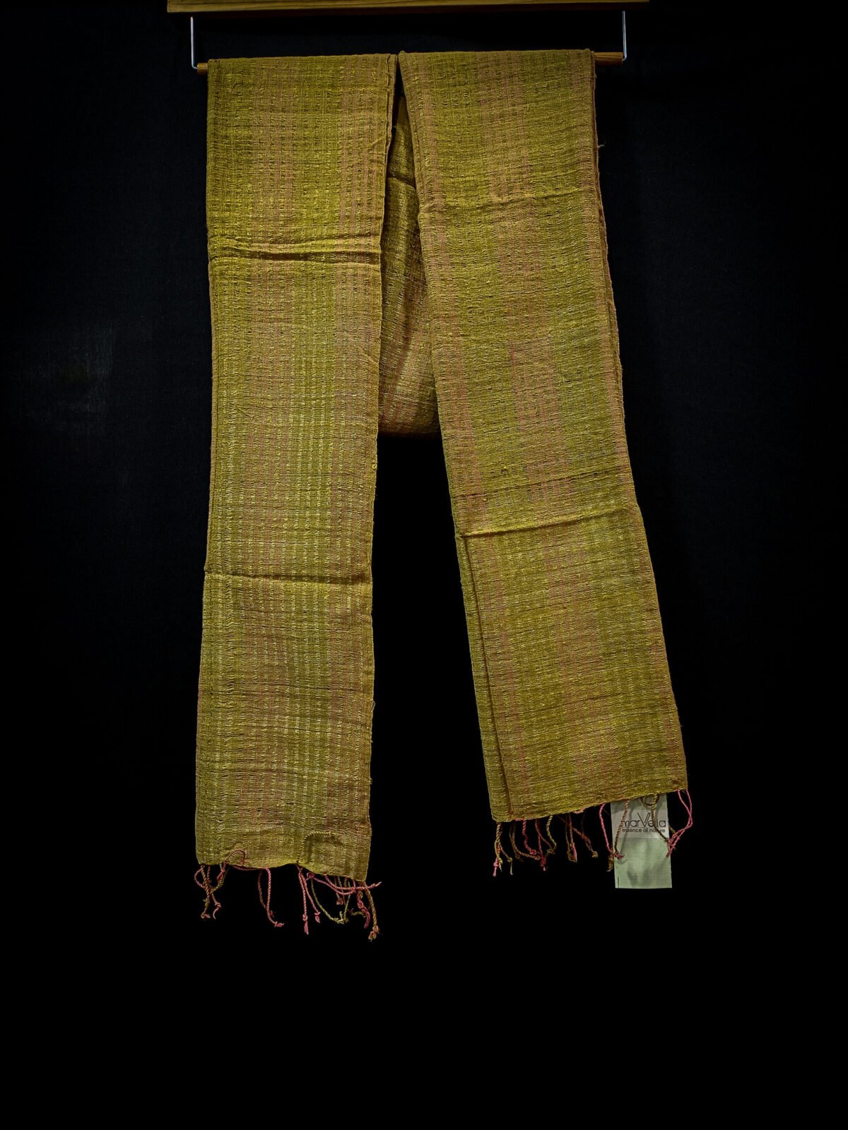 Green Eri Natural Dye Skip Stole - Image 3