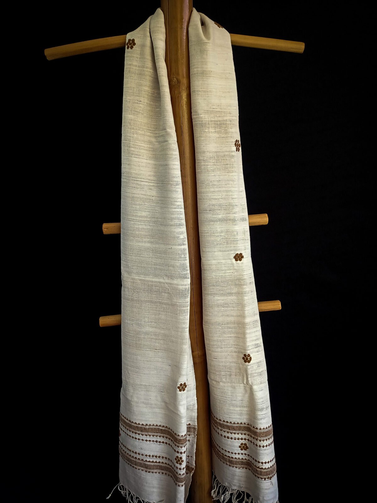 White Eri Natural Silk Stole - Image 3