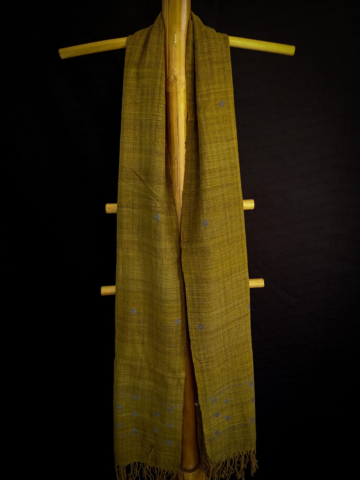 Olive Green Eri Natural Dye Stole - Image 4