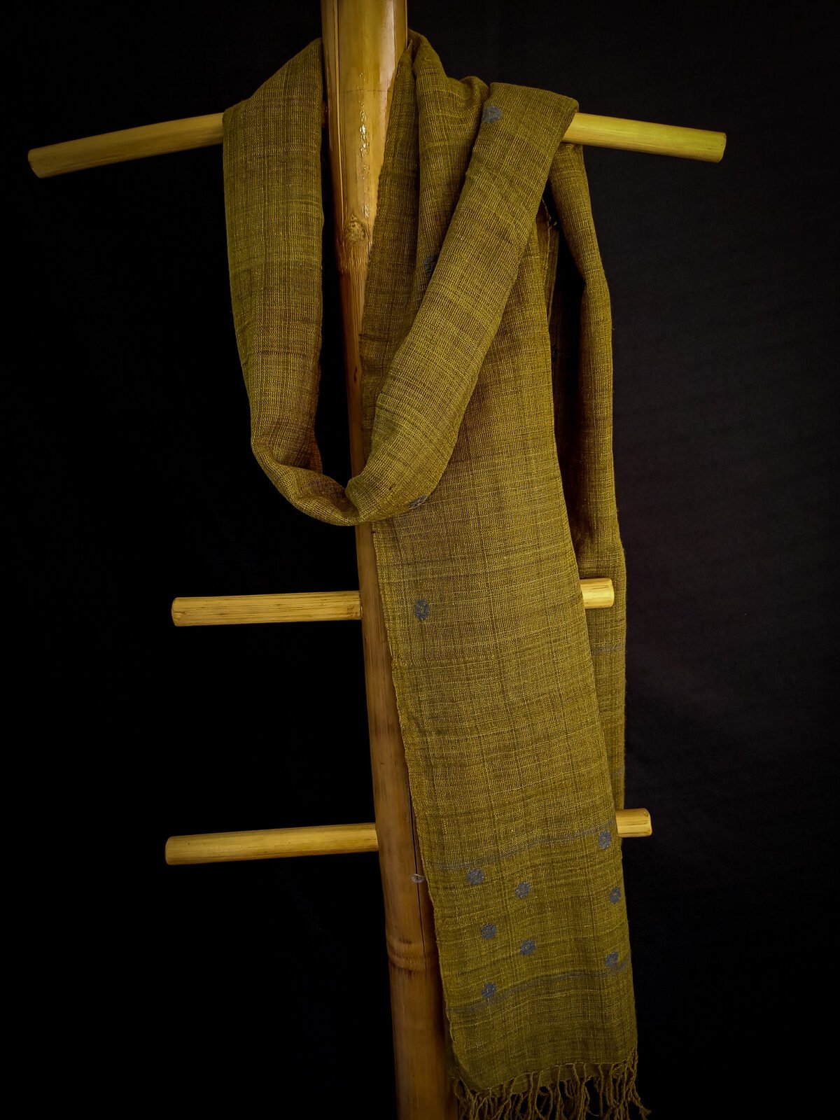 Olive Green Eri Natural Dye Stole - Image 3