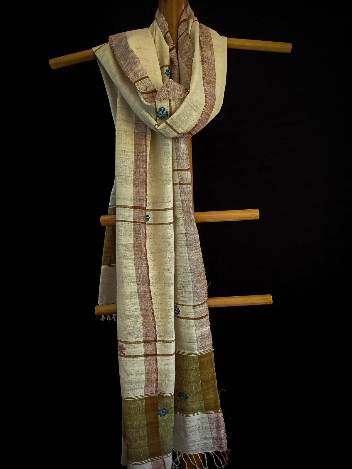White Brown Mix Eri Natural Dye Stole