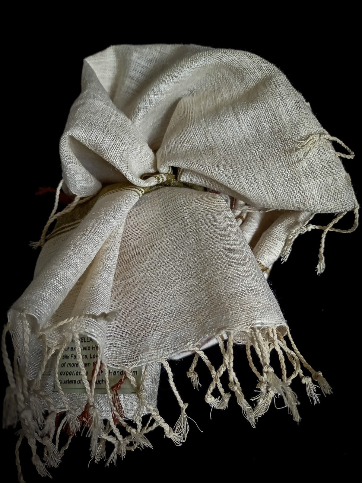 White Brown Mix Eri Natural Dye Stole - Image 2