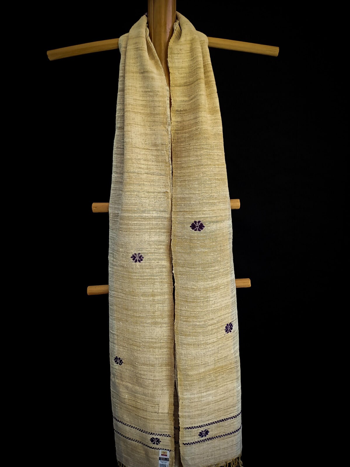 Pearl White Eri Natural Dye Stole - Image 2