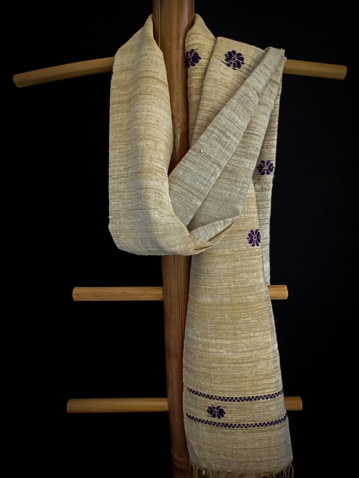Pearl White Eri Natural Dye Stole - Image 3