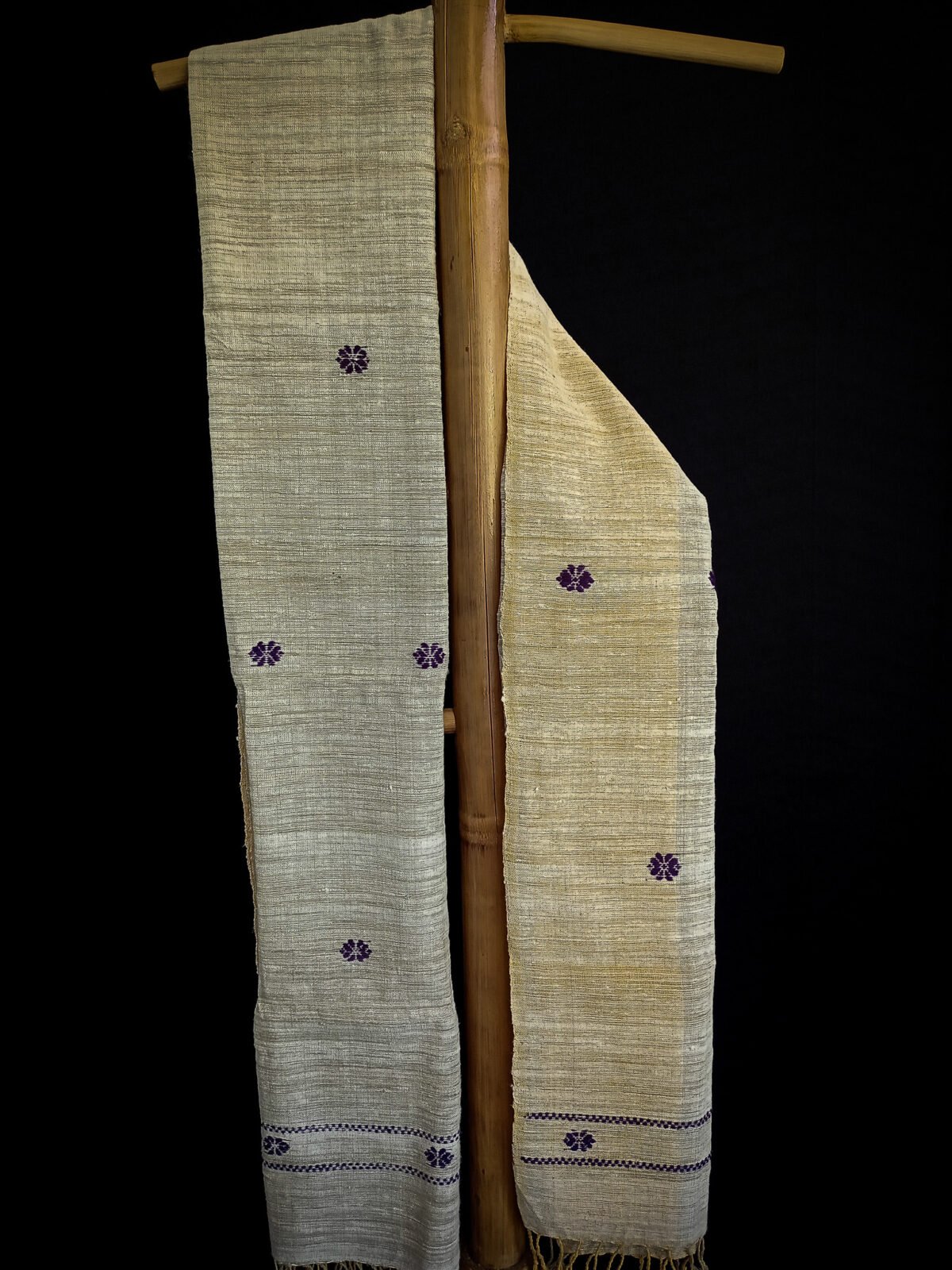 Pearl White Eri Natural Dye Stole - Image 5