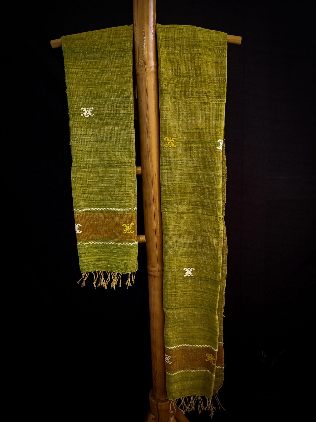 Dark Green Eri Natural Dye Stole - Image 5