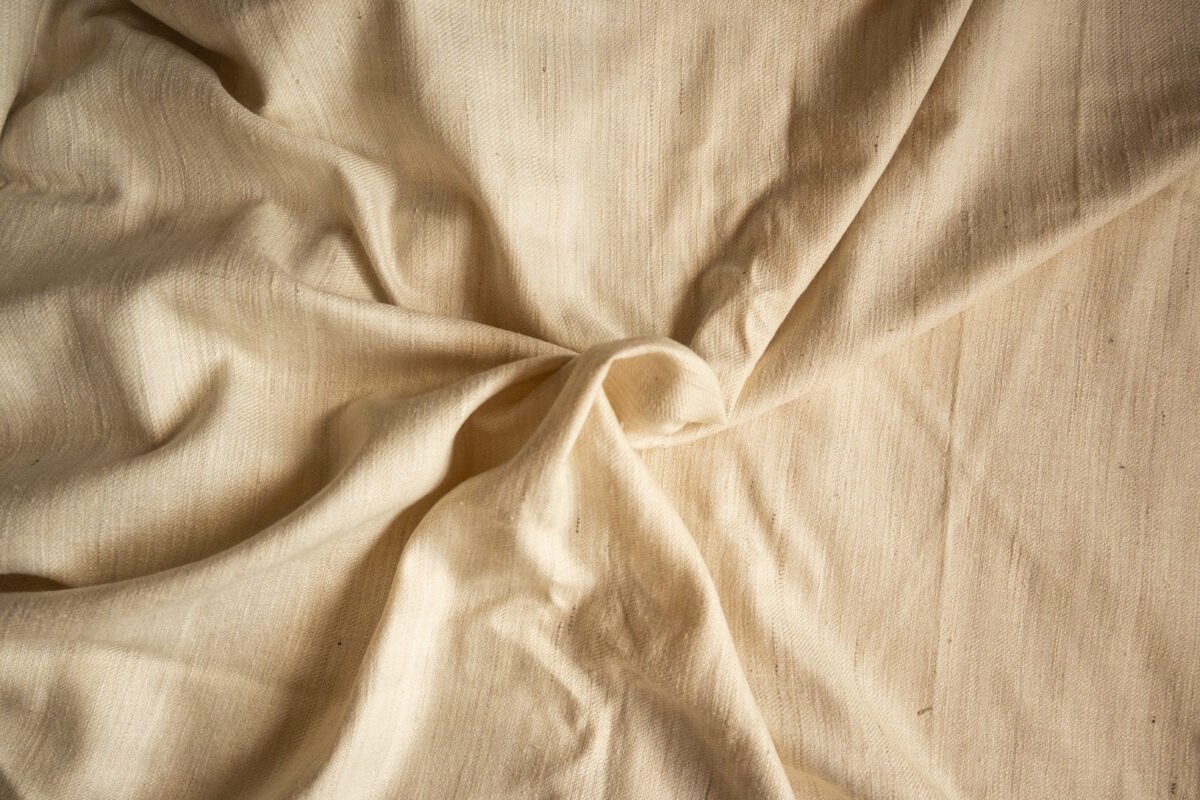 Eri Silk Bone White Twill Fabric - Image 4