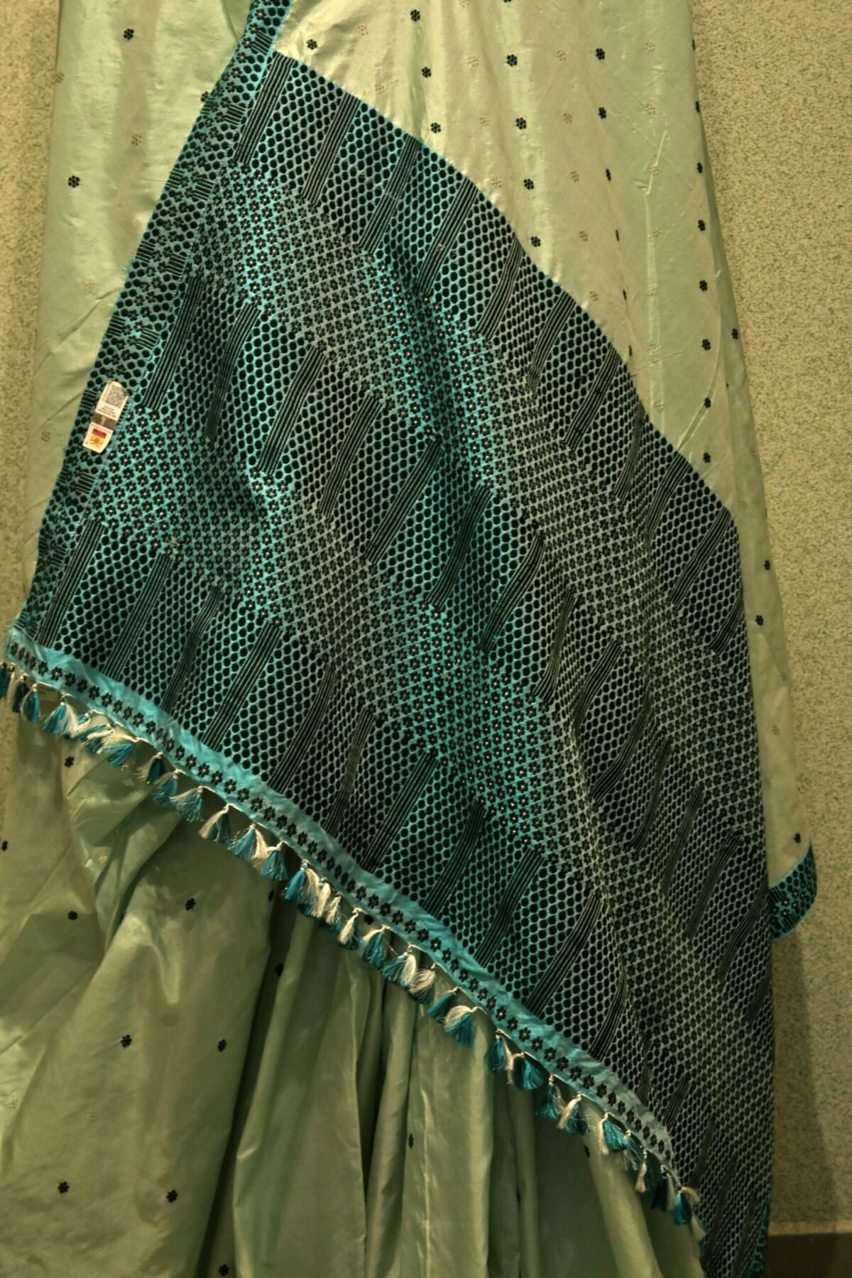 Mulberry Silk Pastel Green Saree - Image 3