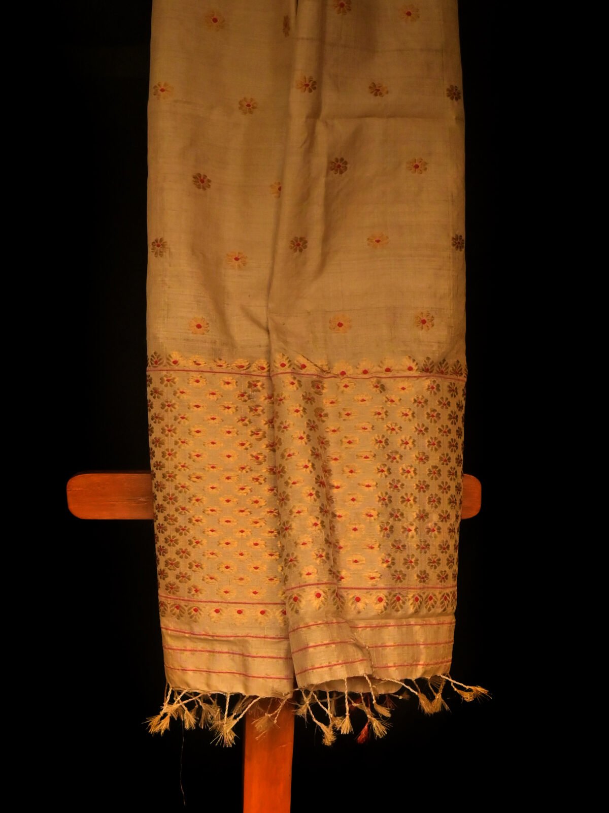 Muga Silk Gamosa with Golden Zari Motif