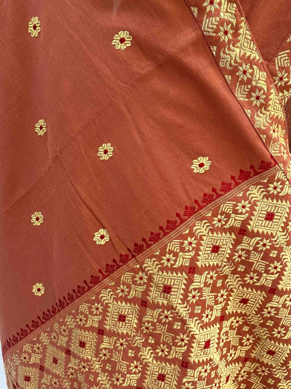 Cotton Chocolate Brown Saree - Image 2