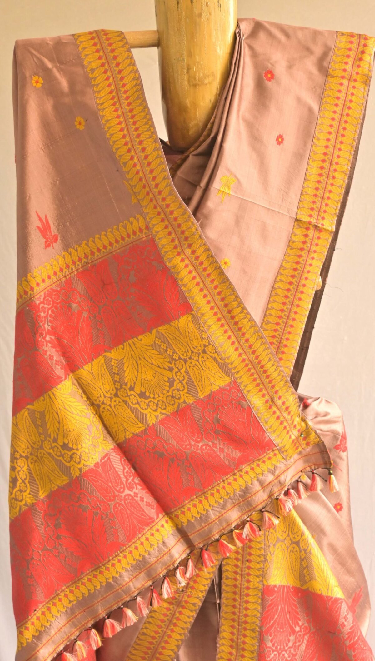 Mulberry Silk Brown Mekhela Chador