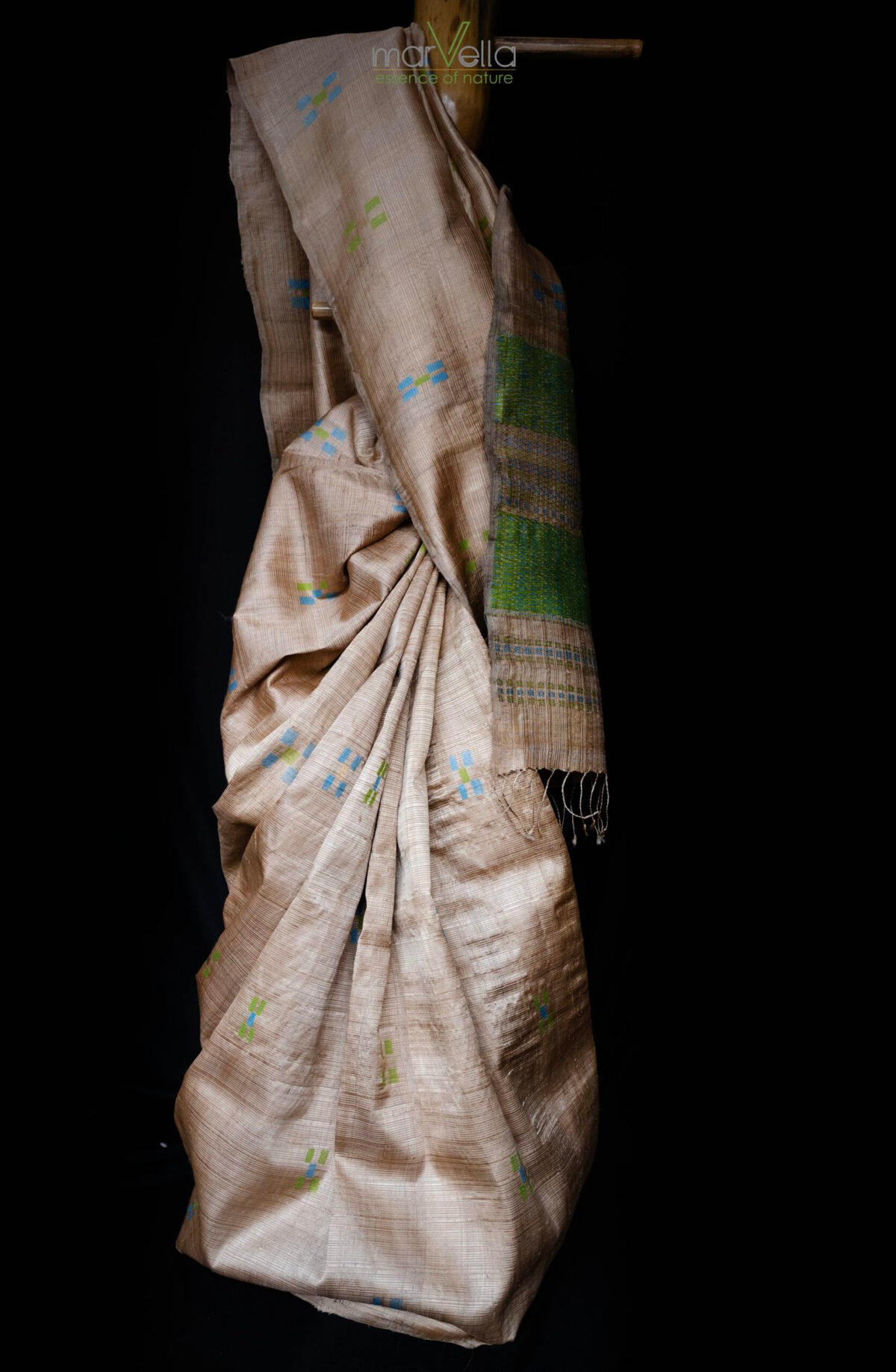 muga Silk Stripe Saree - Image 2