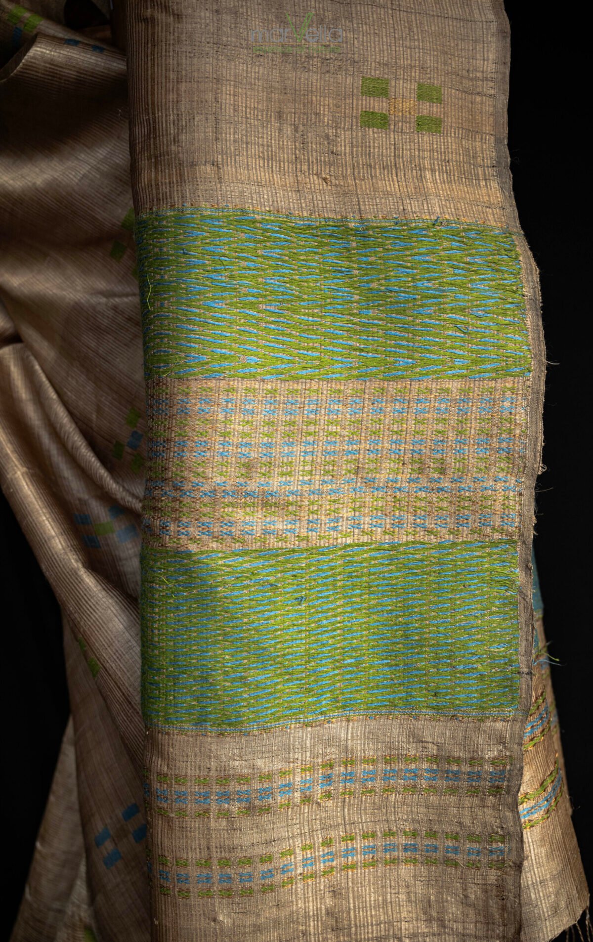 muga Silk Stripe Saree - Image 4