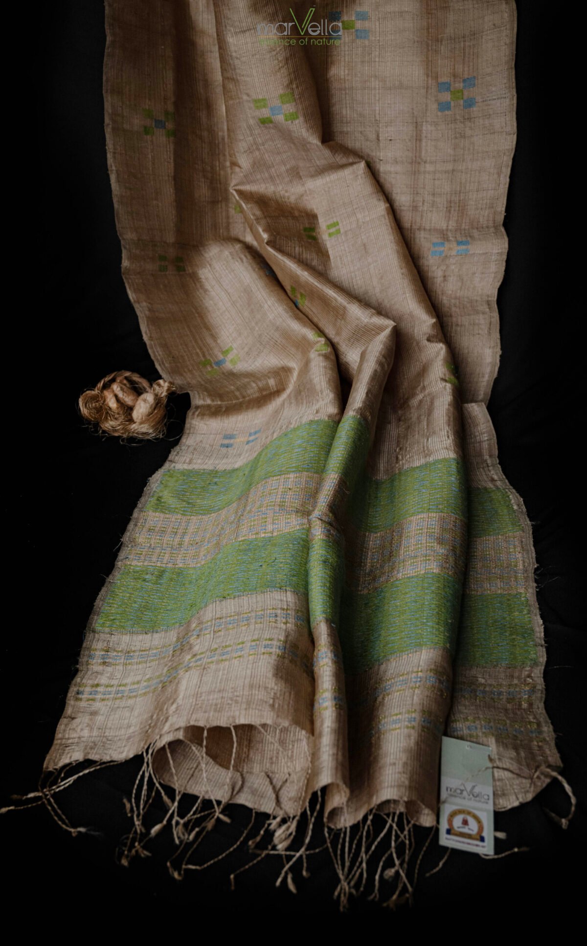 muga Silk Stripe Saree - Image 5