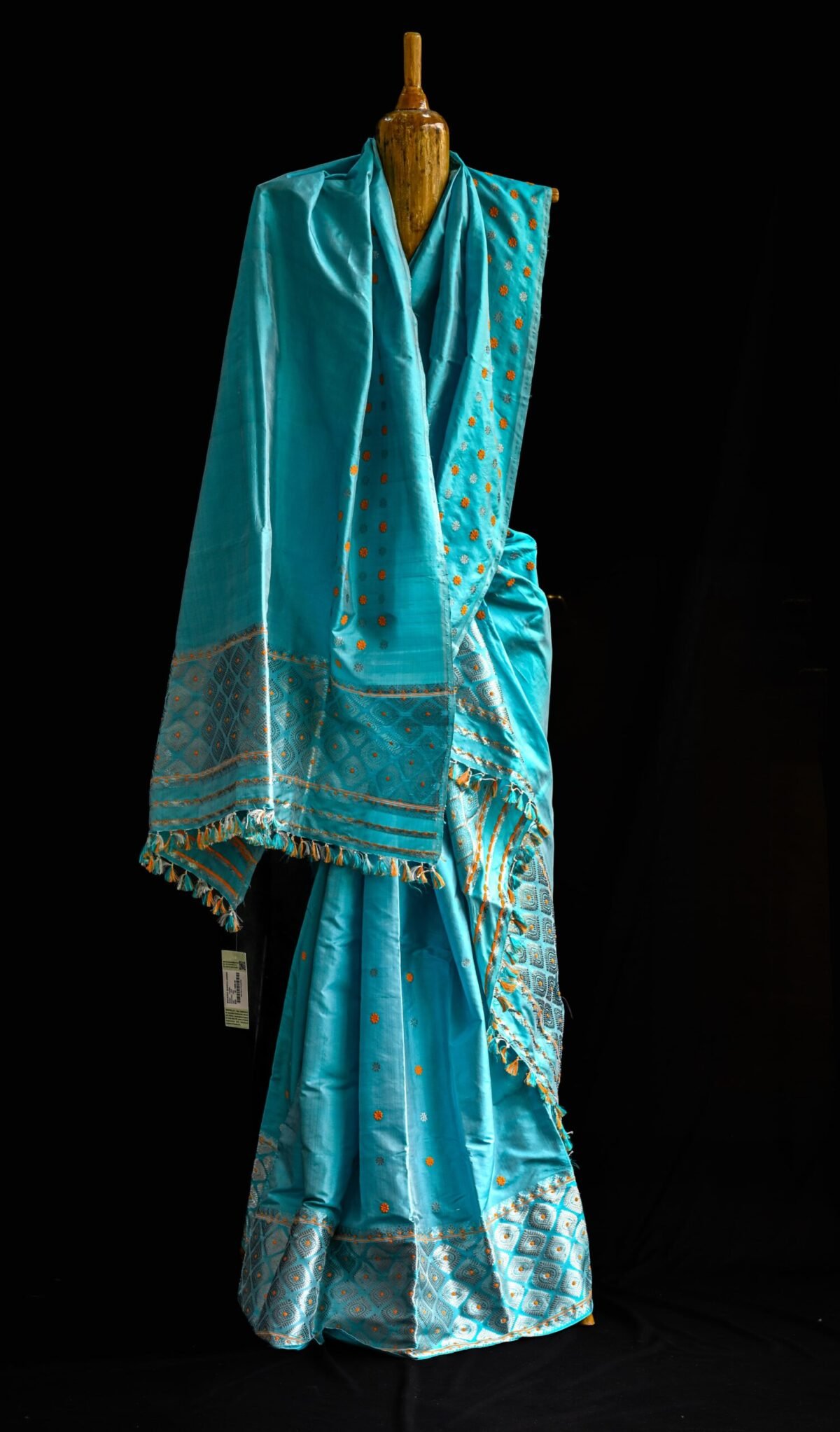 mulberry Silk Sky Blue Mekhela Chador