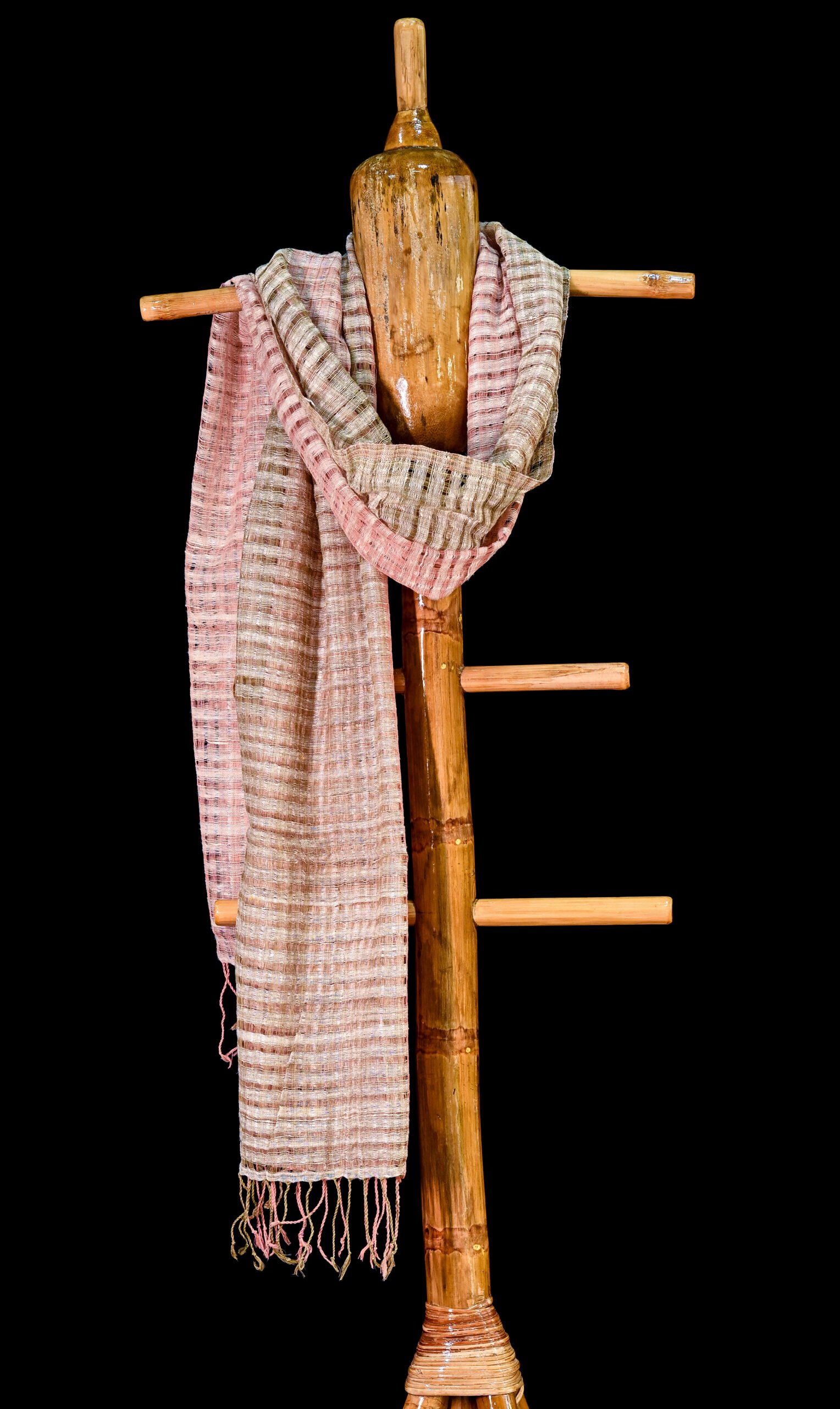 Jungle Green and Soft Pink Eri Skip Stole - Image 2