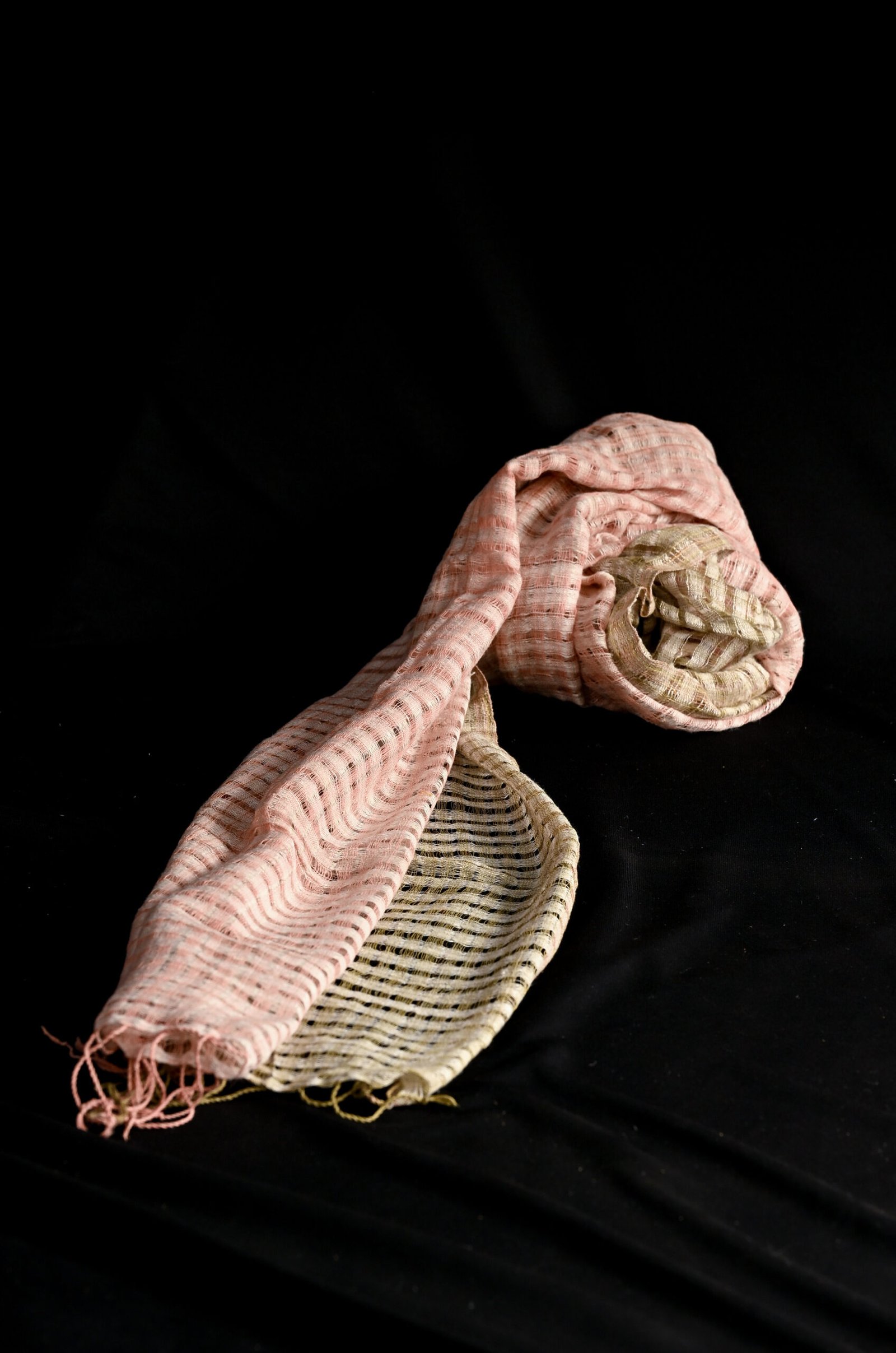 Jungle Green and Soft Pink Eri Skip Stole - Image 3