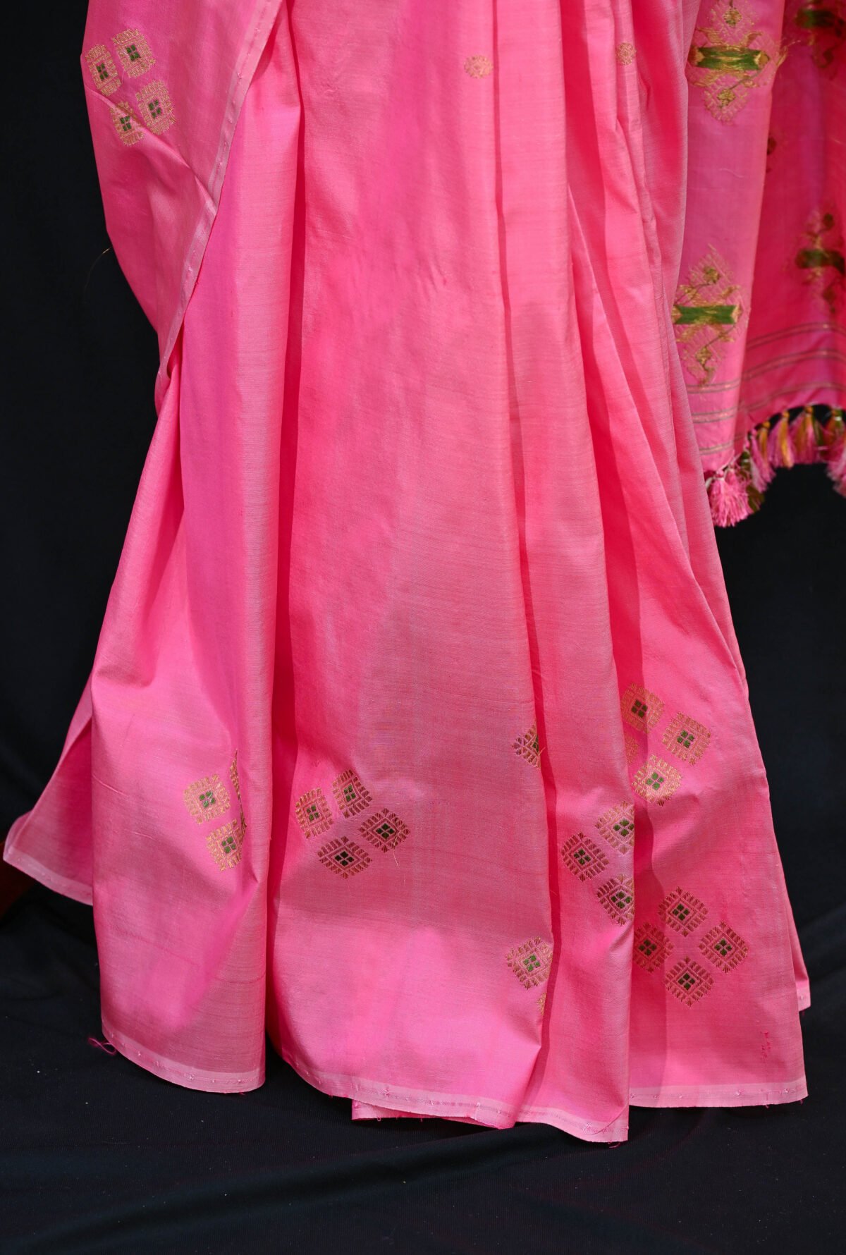 Bright Pink Mulberry Silk Saree - Image 4