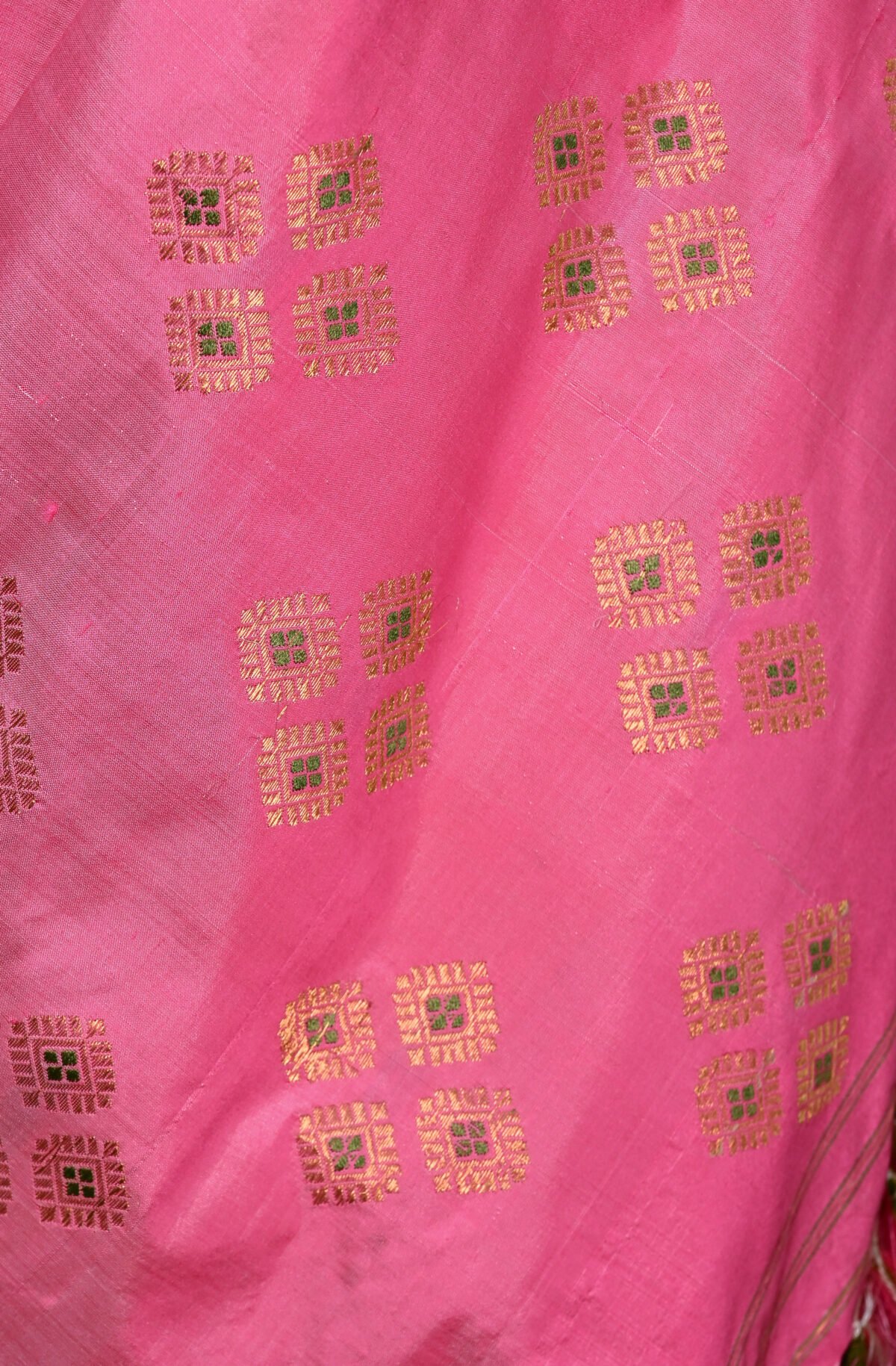 Bright Pink Mulberry Silk Saree - Image 5