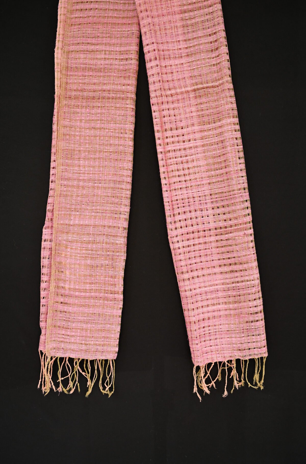 Eri Silk Green & Pink Skip Stole - Image 2