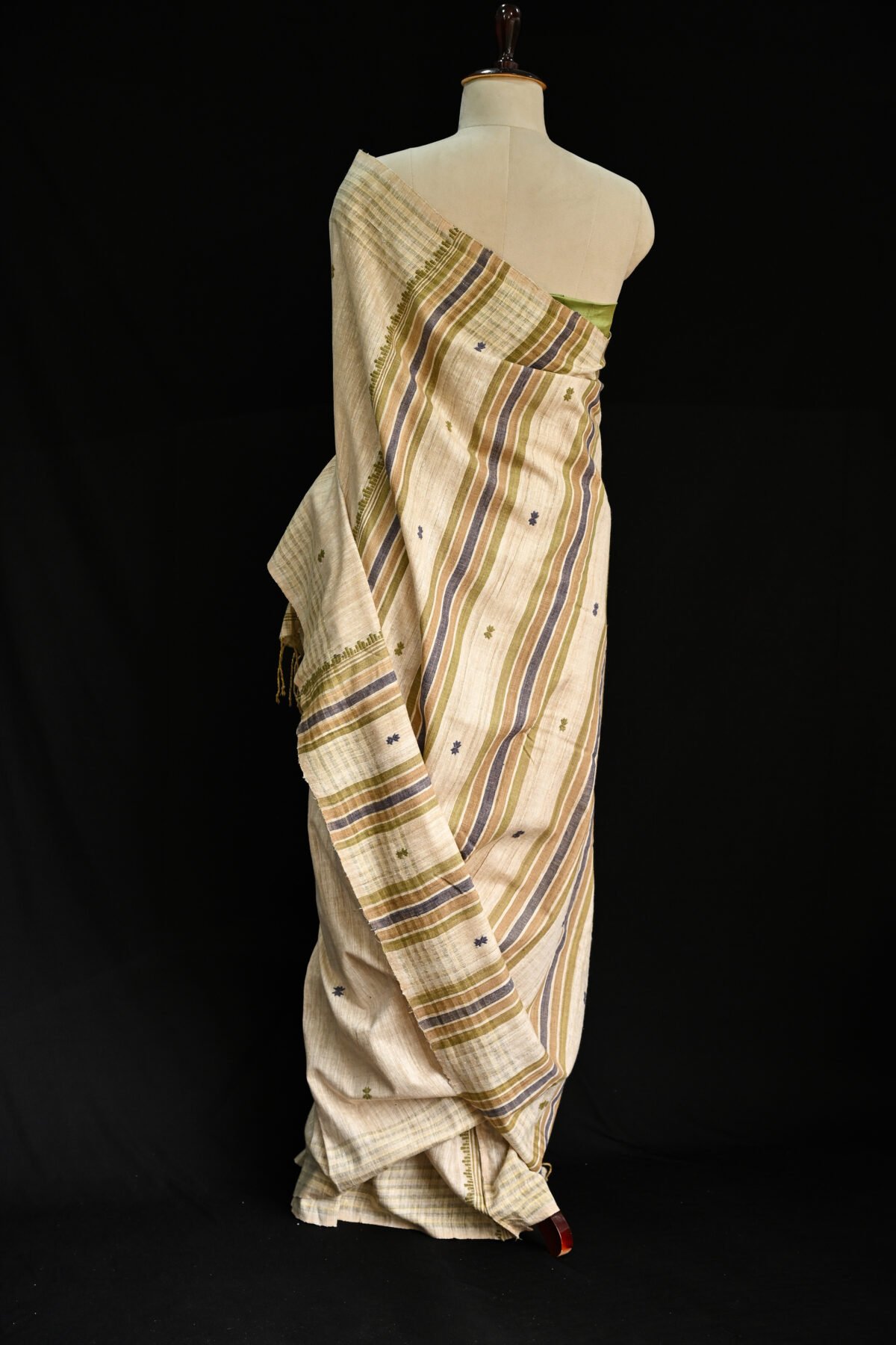 Eri Silk Multi color Stripe Saree - Image 2