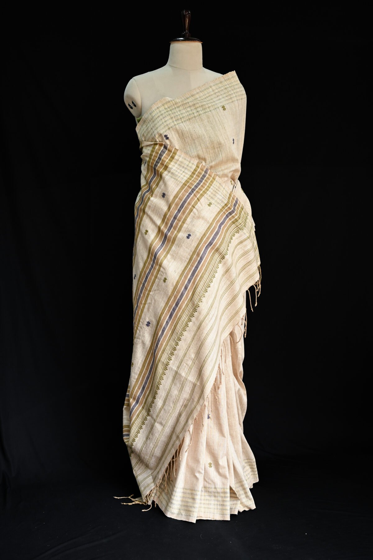 Eri Silk Multi color Stripe Saree