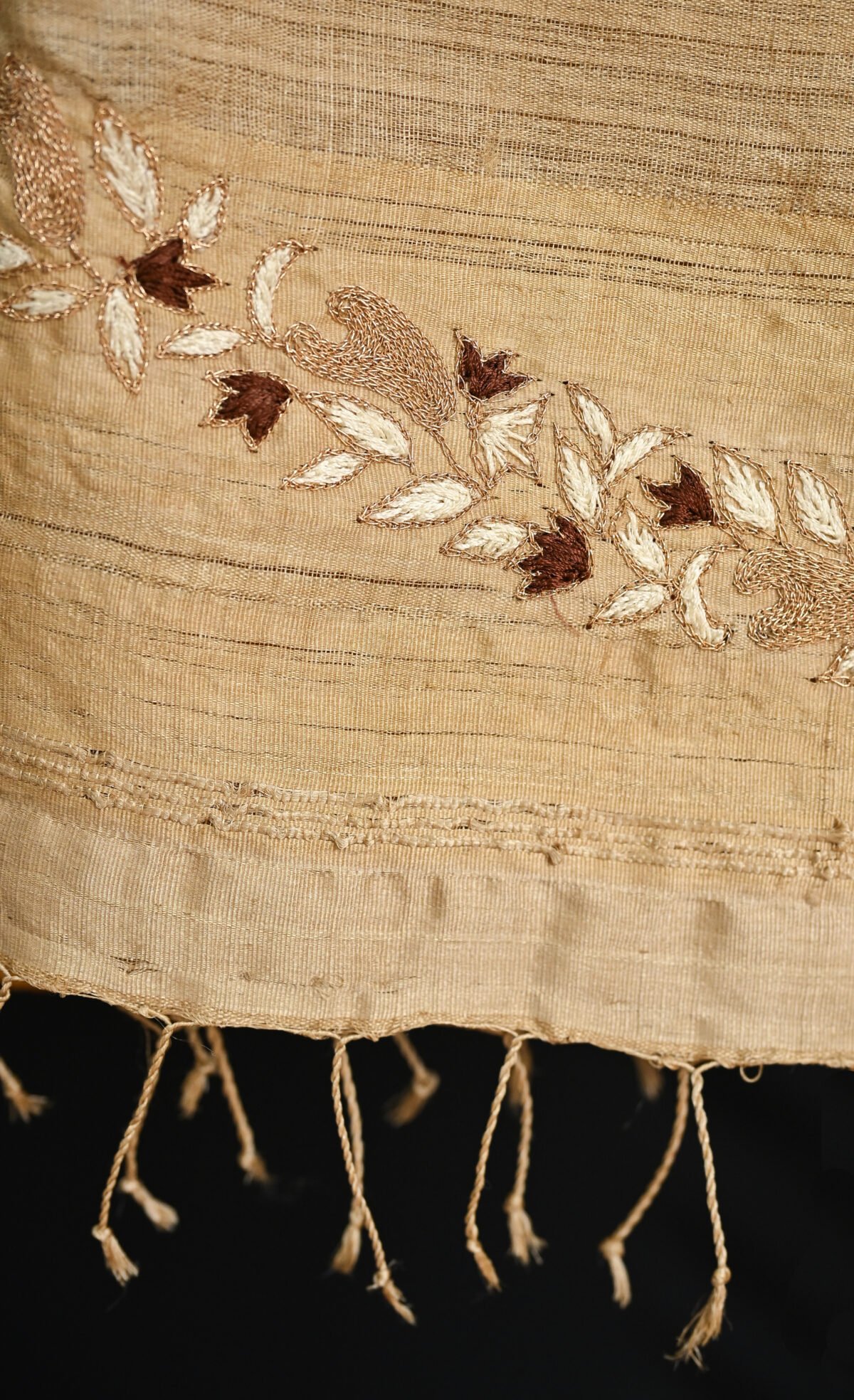 Muga Silk Embroidery Stole - Image 5