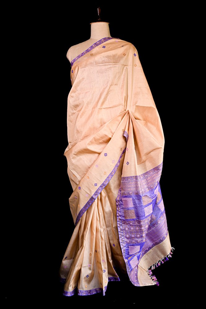 Mulberry Tassar Silk Saree_Contr