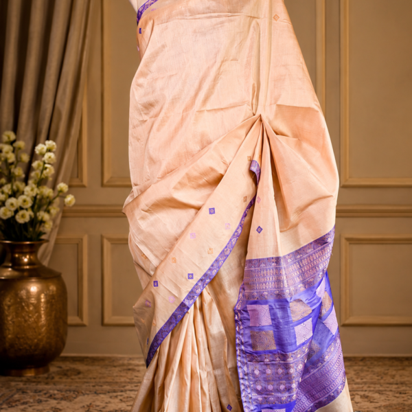 Mulberry Tassar Silk Saree_Contr