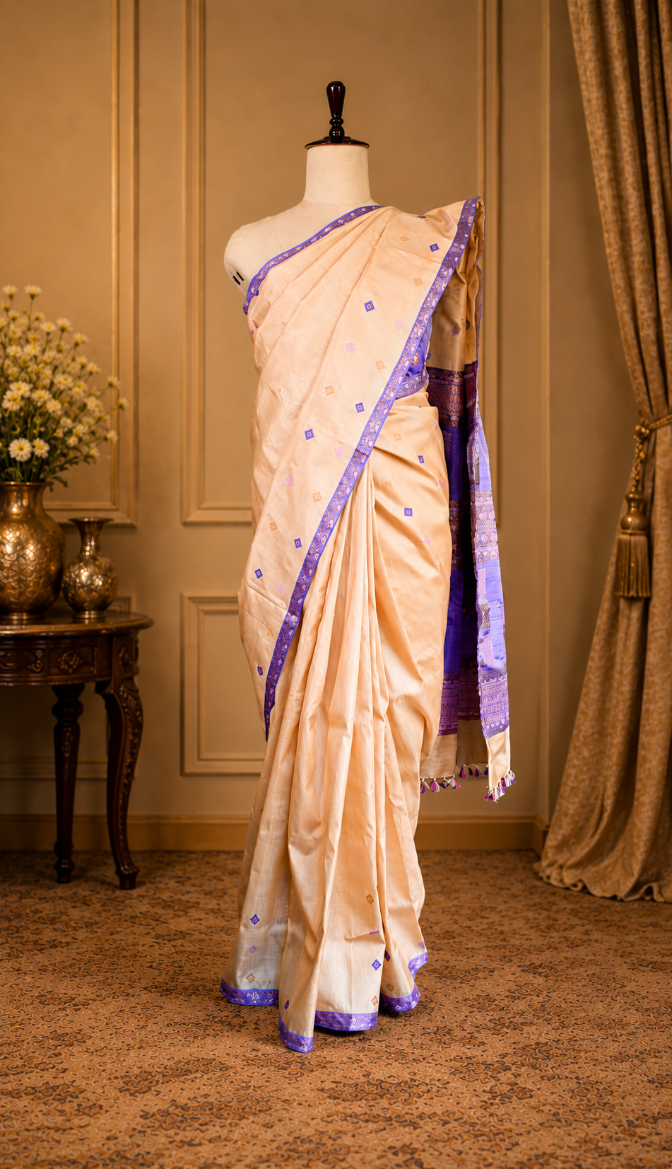 Mulberry Tassar Silk Saree_Contr - Image 3