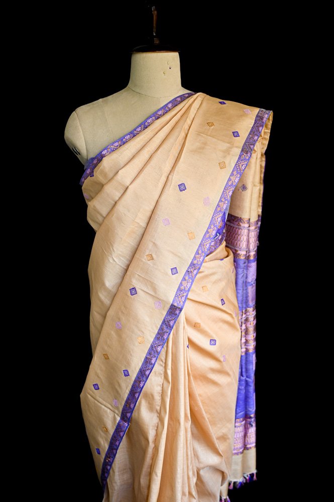 Mulberry Tassar Silk Saree_Contr