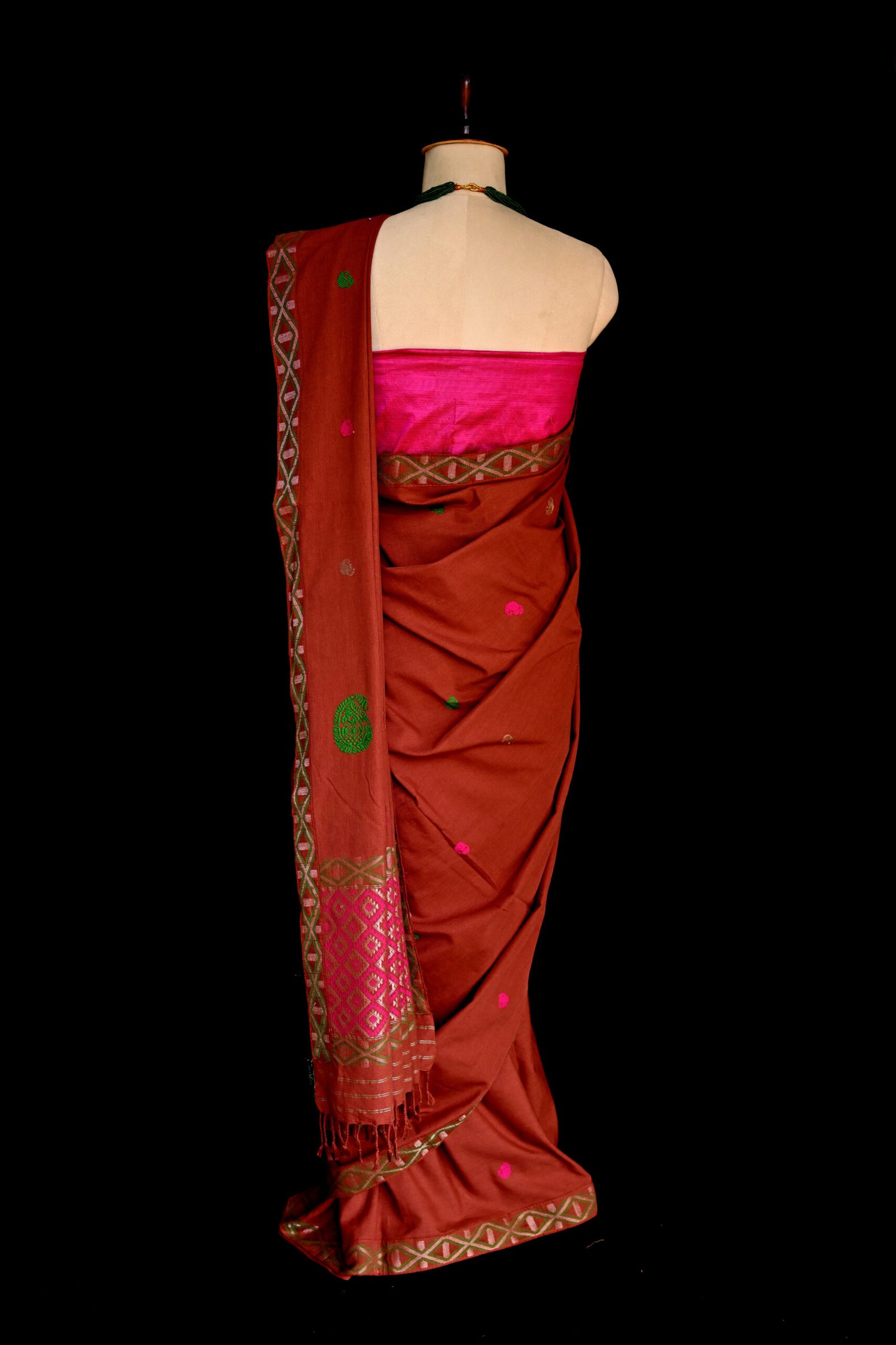 COTTON SAREE BROWN - Image 2