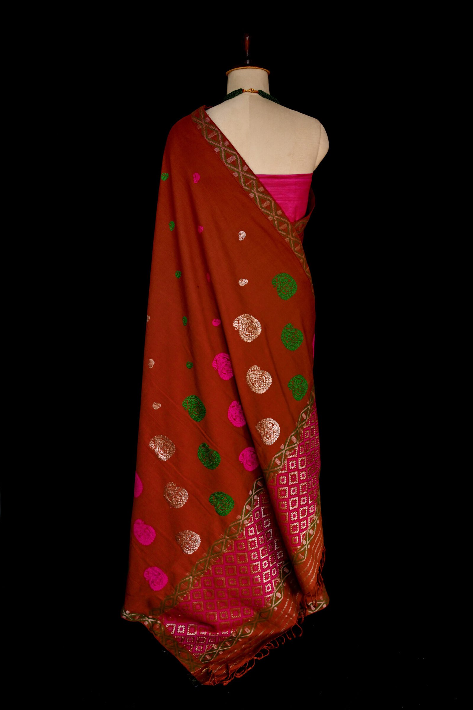 COTTON SAREE BROWN - Image 4