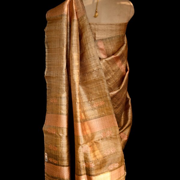 Alternative view of MUGA SAREE PEACH WORK