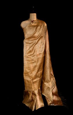 MUGA SAREE PEACH WORK