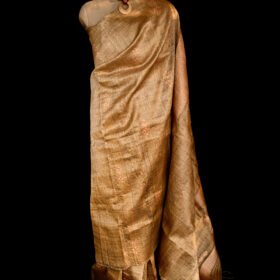 MUGA SAREE PEACH WORK