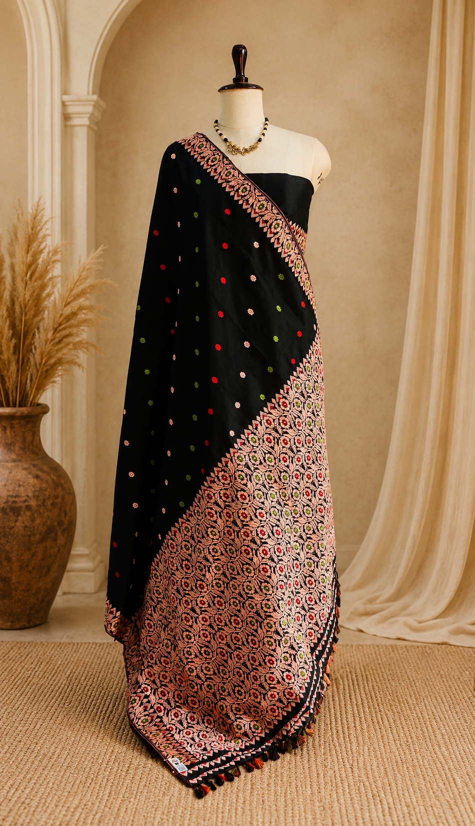 MULBERRY SILK SAREE BLACK - Image 5