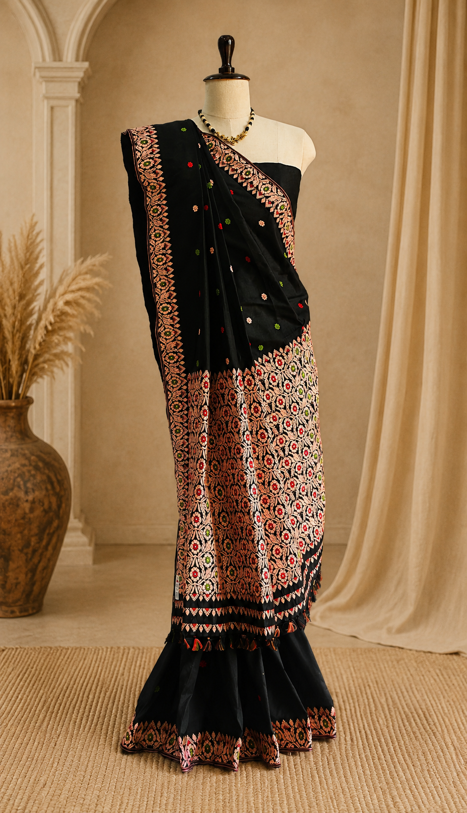 MULBERRY SILK SAREE BLACK - Image 4