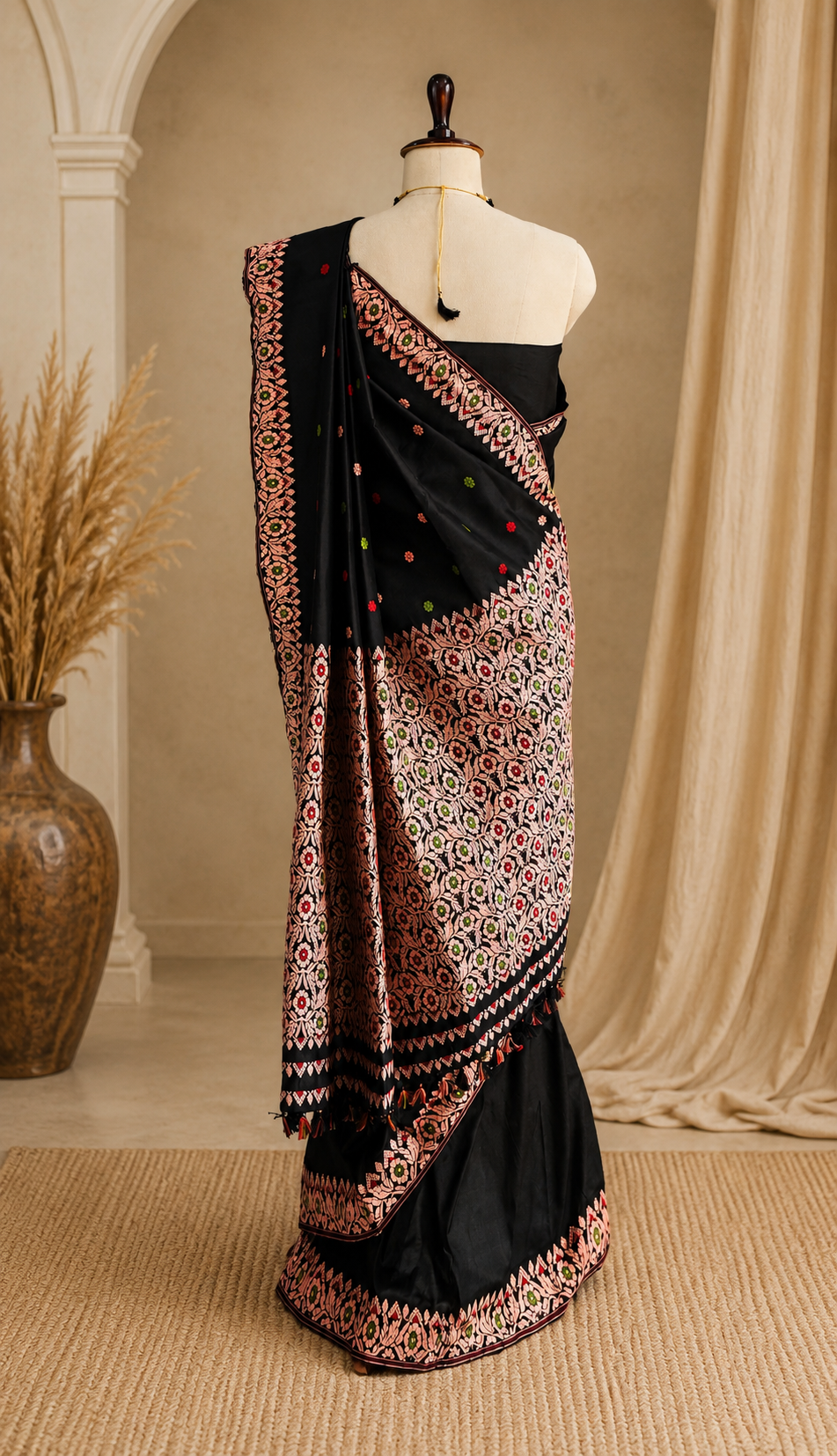 MULBERRY SILK SAREE BLACK - Image 3