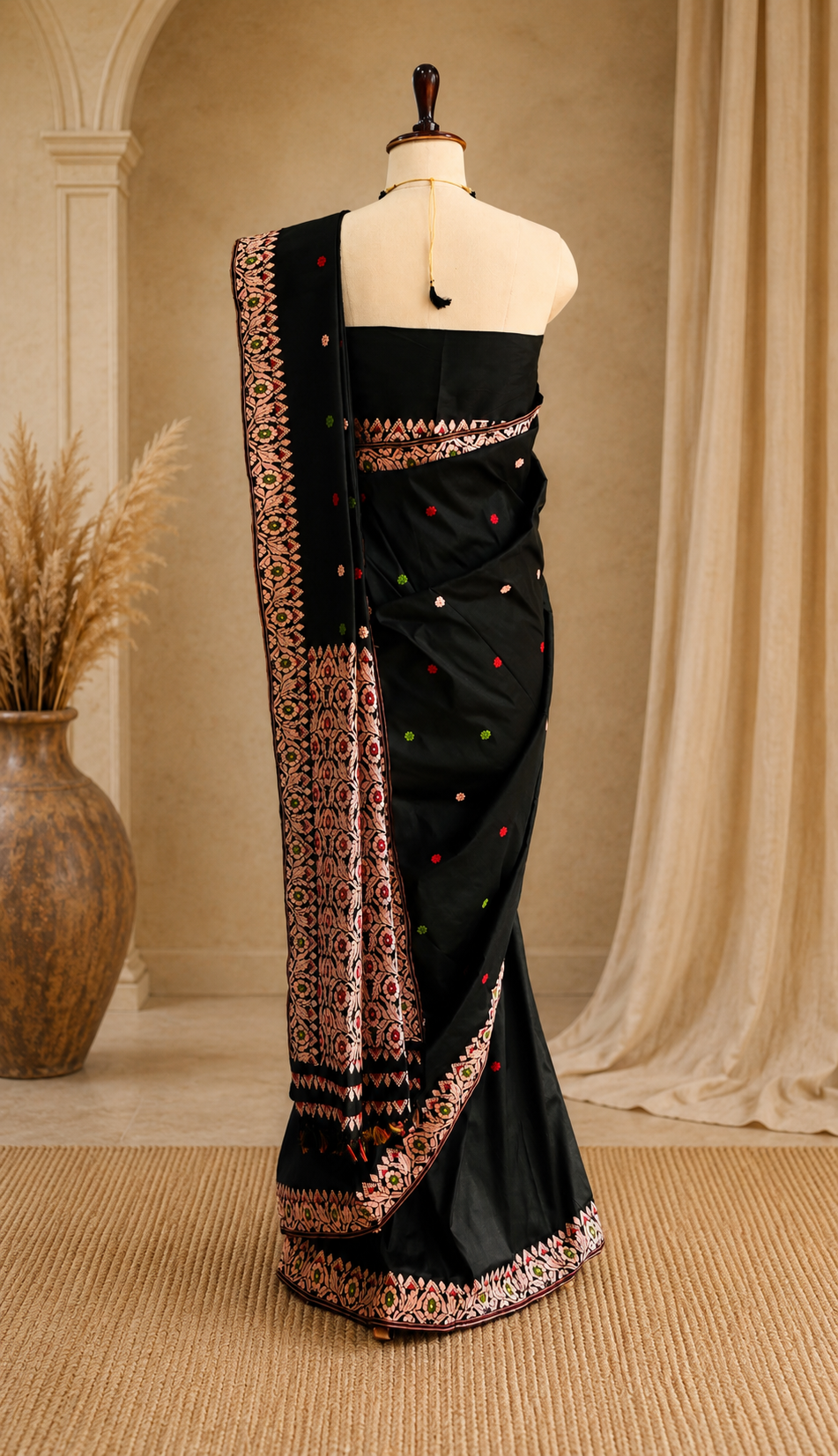 MULBERRY SILK SAREE BLACK - Image 2