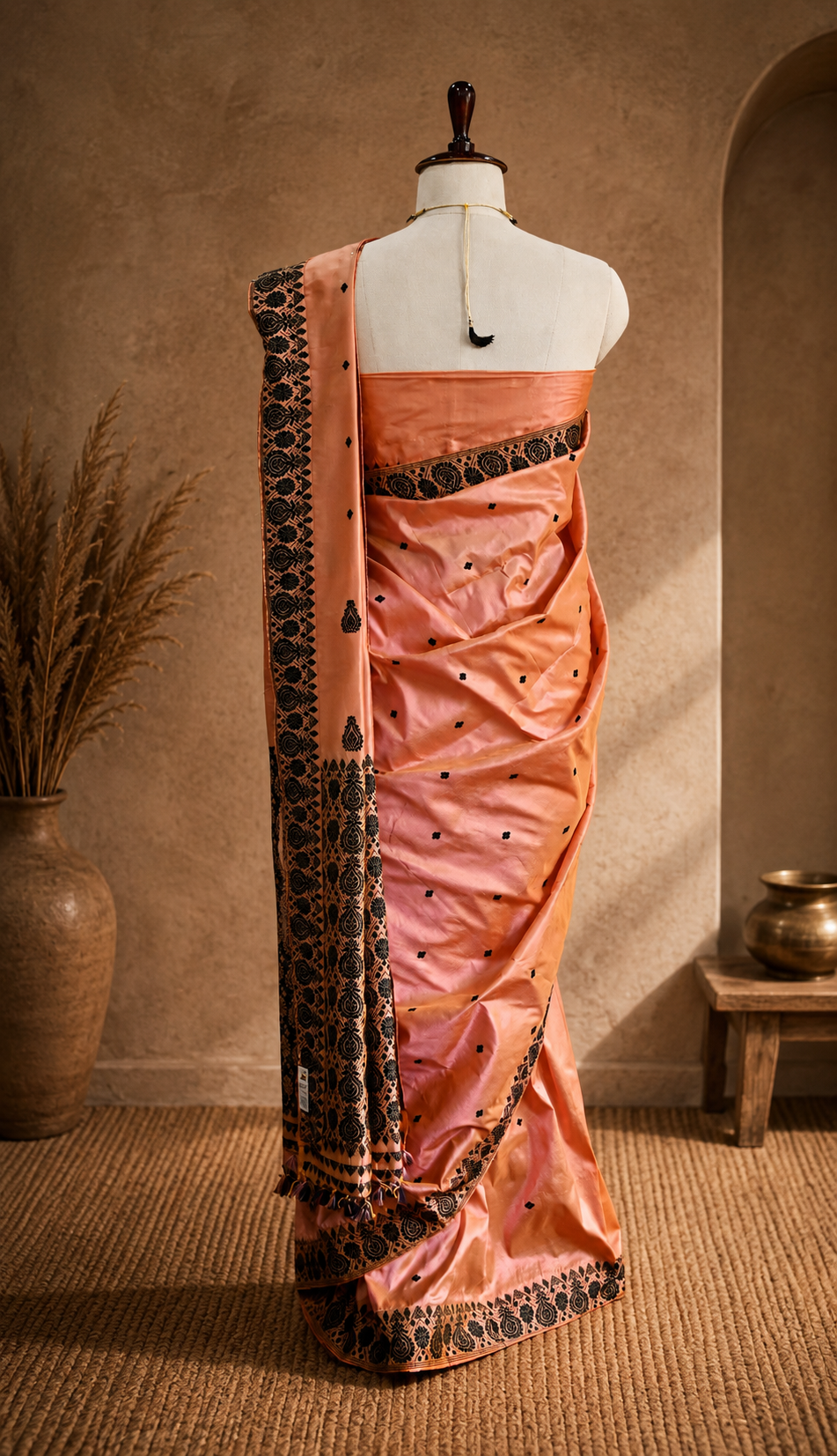 MULBERRY SILK PEACH SAREE - Image 4