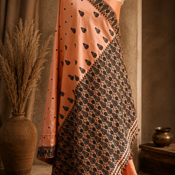 MULBERRY SILK PEACH SAREE