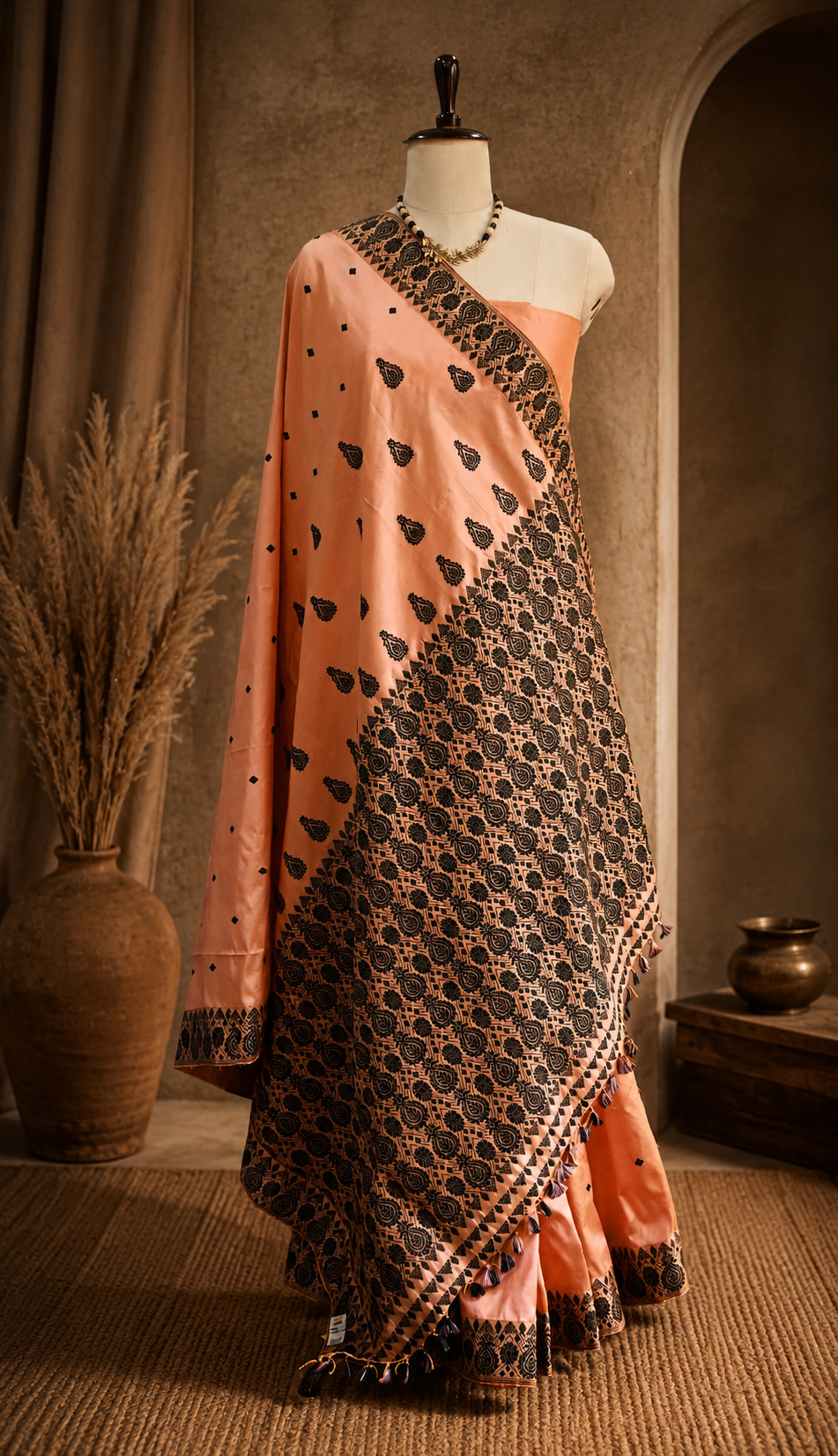 MULBERRY SILK PEACH SAREE