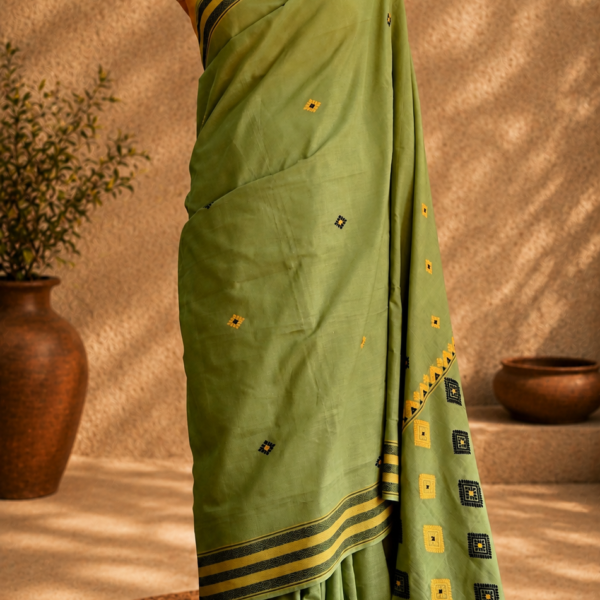 COTTON SAREE DIAMOND GREEN