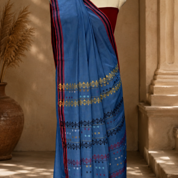 COTTON SAREE SKY BLUE